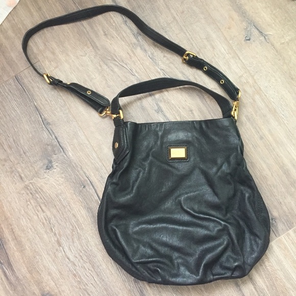 EUC Like New Marc by Marc Jacobs Black Soft Leather Hobo Purse Handbag Bag Brass - Picture 1 of 8